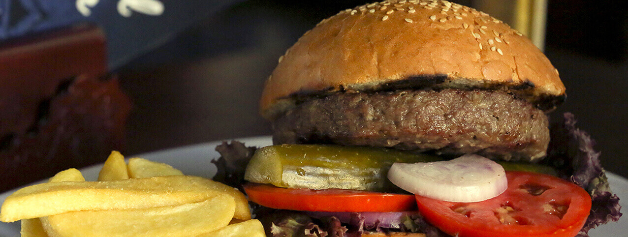 Camel burger (not camel meat) close up
